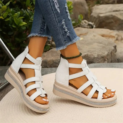 Brianna | Orthopedic Gladiator Wedge Sandals – Adjustable Strappy Comfort