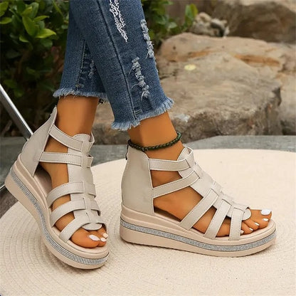 Brianna | Orthopedic Gladiator Wedge Sandals – Adjustable Strappy Comfort