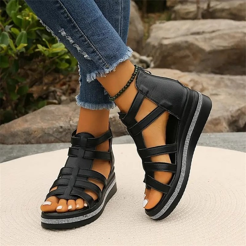 Brianna | Orthopedic Gladiator Wedge Sandals – Adjustable Strappy Comfort