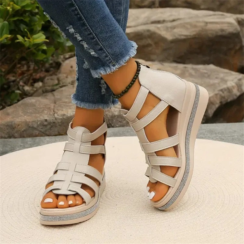 Brianna | Orthopedic Gladiator Wedge Sandals – Adjustable Strappy Comfort