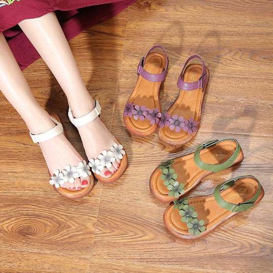 Melanie | Women’s Orthopedic Floral Leather Sandals with Adjustable Strap