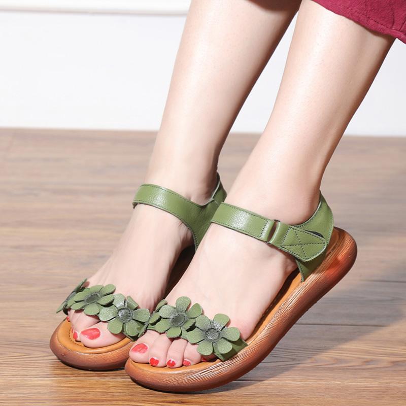 Melanie | Women’s Orthopedic Floral Leather Sandals with Adjustable Strap