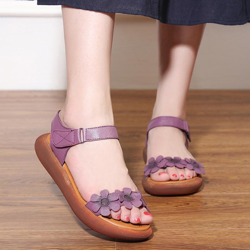 Melanie | Women’s Orthopedic Floral Leather Sandals with Adjustable Strap