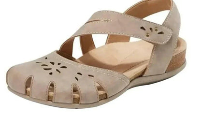 Ava | Casual Cross-Strap Orthopedic Leather Flats with Breathable Cutout Design