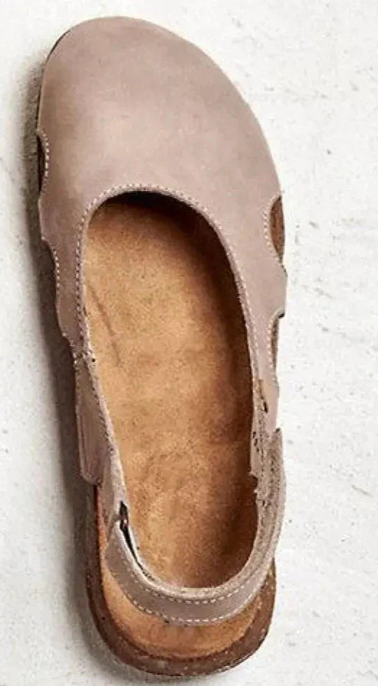 Ava | Casual Cross-Strap Orthopedic Leather Flats with Breathable Cutout Design