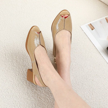Caroline | Slingback Block Heel Sandals – Peep-Toe Everyday Elegance