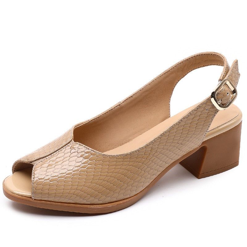 Caroline | Slingback Block Heel Sandals – Peep-Toe Everyday Elegance