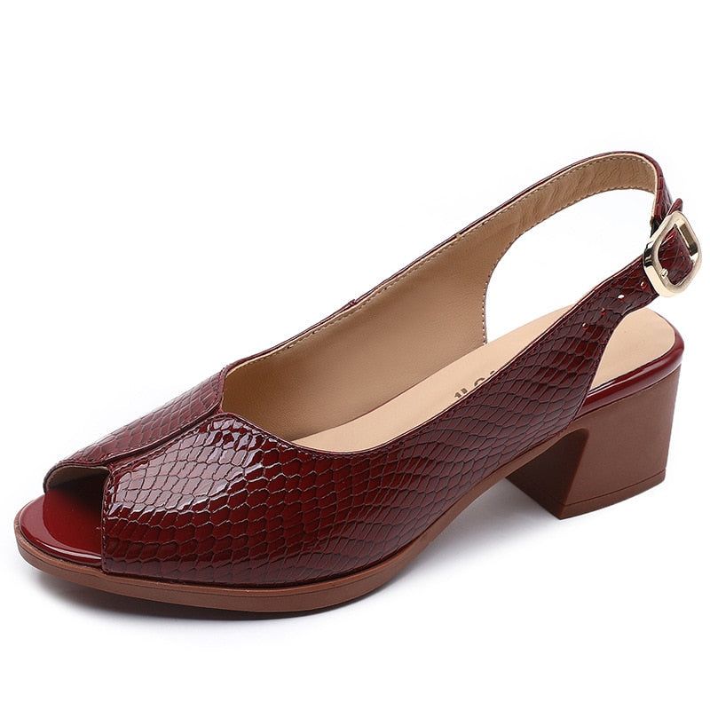 Caroline | Slingback Block Heel Sandals – Peep-Toe Everyday Elegance